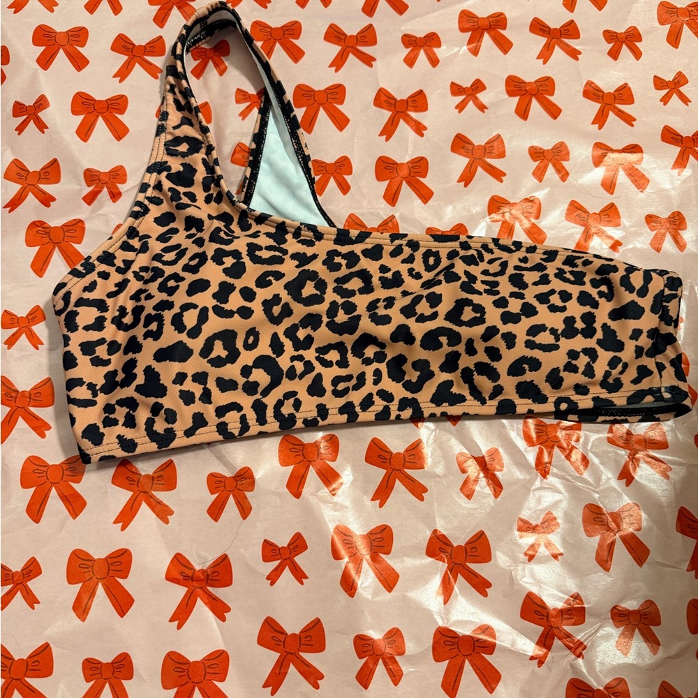 SHEIN Animal Print Swim Bra - Black and Tan